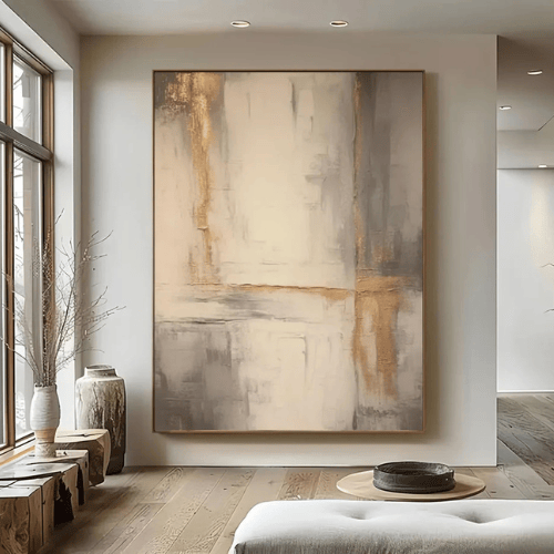 Golden Silence Abstract Canvas Awakening Serenity Amid Modern Stillness