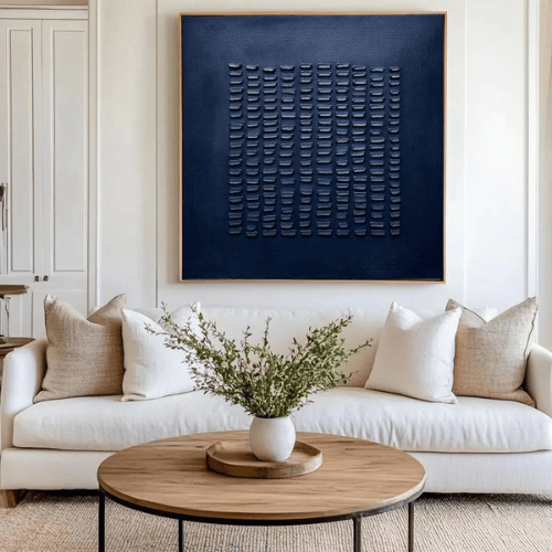 Sculpted Rhythm Abstract Canvas Evoking Depth Harmony Within Modern Interiors