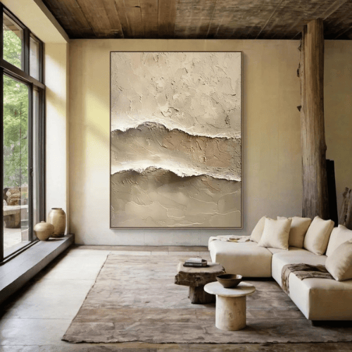 Whispering Horizons Textured Canvas Invoking Calm Essence Within Modern Spaces