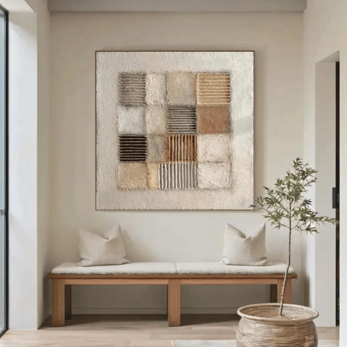 Harmonic Mosaic Textured Canvas Celebrating Balance Geometry Within Modern Design