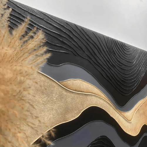 Gilded Current Abstract Canvas Illuminating Motion Energy Within Contemporary Spaces