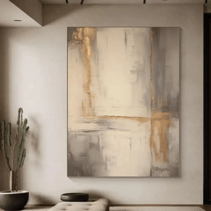 Golden Silence Abstract Canvas Awakening Serenity Amid Modern Stillness