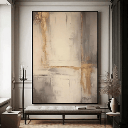 Golden Silence Abstract Canvas Awakening Serenity Amid Modern Stillness