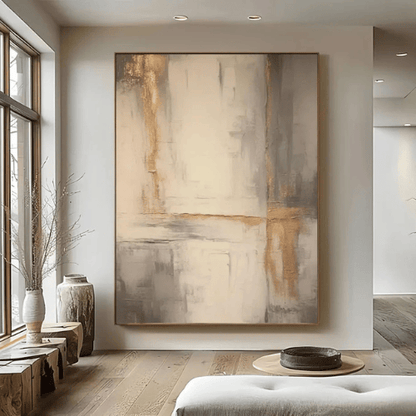 Golden Silence Abstract Canvas Awakening Serenity Amid Modern Stillness