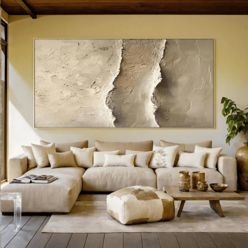 Whispering Horizons Textured Canvas Invoking Calm Essence Within Modern Spaces