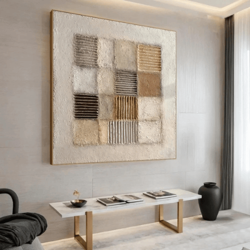 Harmonic Mosaic Textured Canvas Celebrating Balance Geometry Within Modern Design