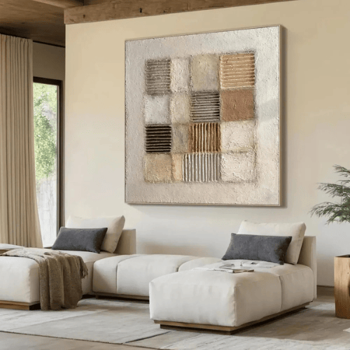 Harmonic Mosaic Textured Canvas Celebrating Balance Geometry Within Modern Design