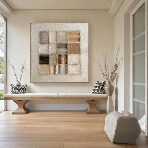 Harmonic Mosaic Textured Canvas Celebrating Balance Geometry Within Modern Design