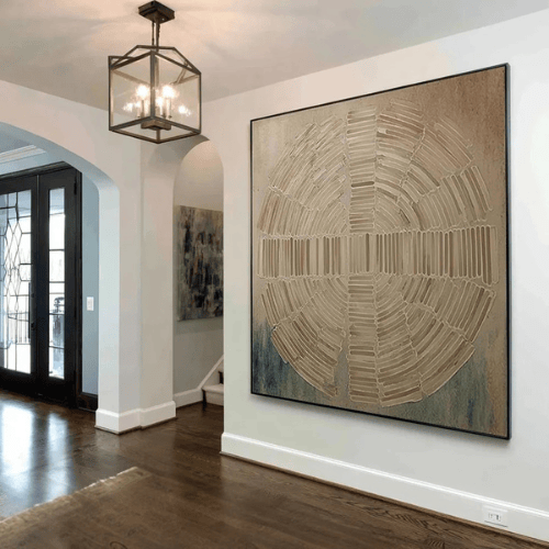Celestial Echo Textured Canvas Reflecting Time Harmony Within Modern Interiors