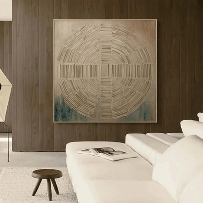 Celestial Echo Textured Canvas Reflecting Time Harmony Within Modern Interiors