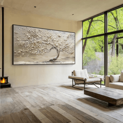 Eternal Bloom Textured Canvas Celebrating Grace Renewal Within Modern Serenity