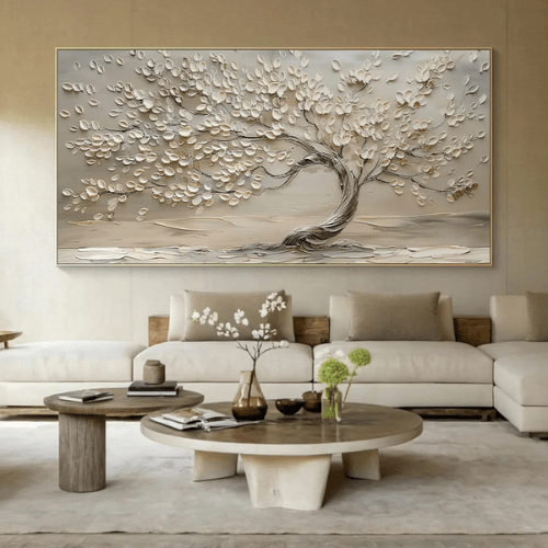 Eternal Bloom Textured Canvas Celebrating Grace Renewal Within Modern Serenity