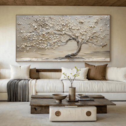 Eternal Bloom Textured Canvas Celebrating Grace Renewal Within Modern Serenity