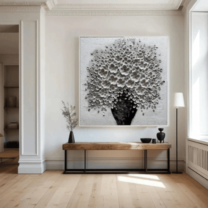 Flourish Essence Textured Canvas Expressing Bloom Harmony Within Modern Elegance