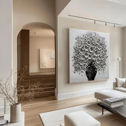 Flourish Essence Textured Canvas Expressing Bloom Harmony Within Modern Elegance