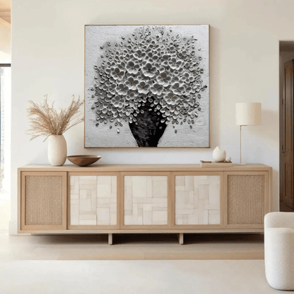 Flourish Essence Textured Canvas Expressing Bloom Harmony Within Modern Elegance