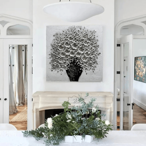 Flourish Essence Textured Canvas Expressing Bloom Harmony Within Modern Elegance