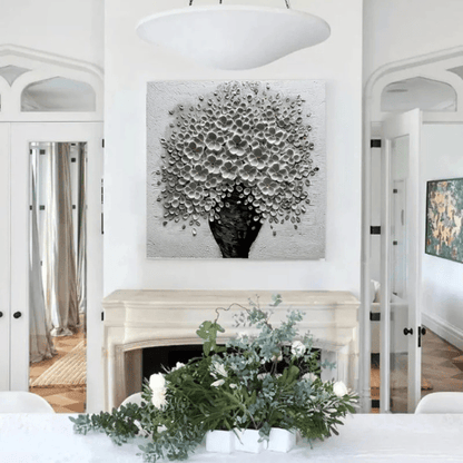 Flourish Essence Textured Canvas Expressing Bloom Harmony Within Modern Elegance