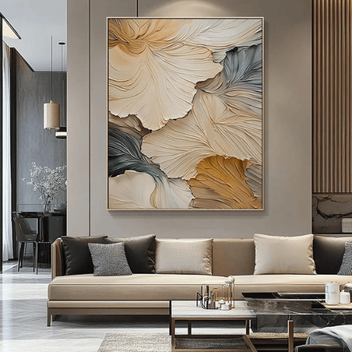 Whispered Petals Textured Canvas Evoking Nature’s Flow in Modern Serenity