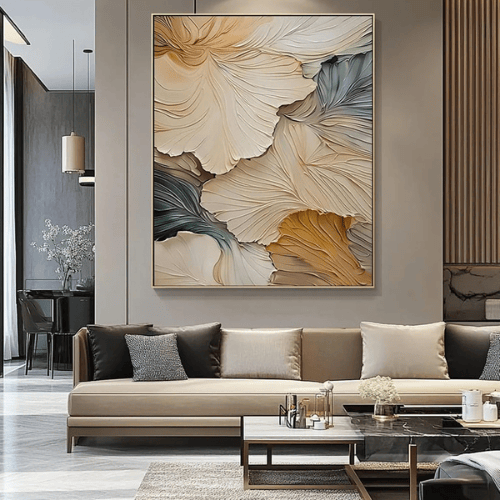 Whispered Petals Textured Canvas Evoking Nature’s Flow in Modern Serenity