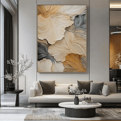 Whispered Petals Textured Canvas Evoking Nature’s Flow in Modern Serenity