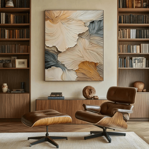 Whispered Petals Textured Canvas Evoking Nature’s Flow in Modern Serenity