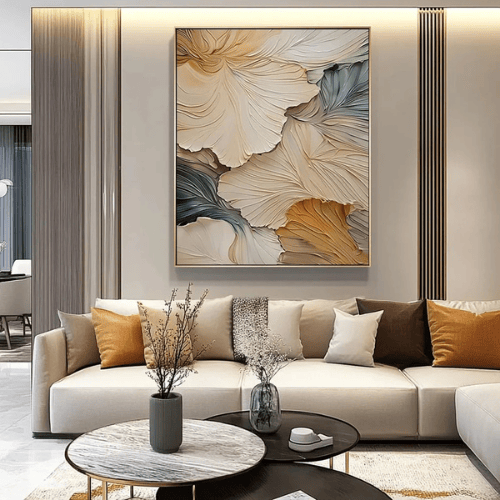 Whispered Petals Textured Canvas Evoking Nature’s Flow in Modern Serenity