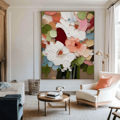 Bloom Reverie Textured Floral Canvas in Abstract Harmony