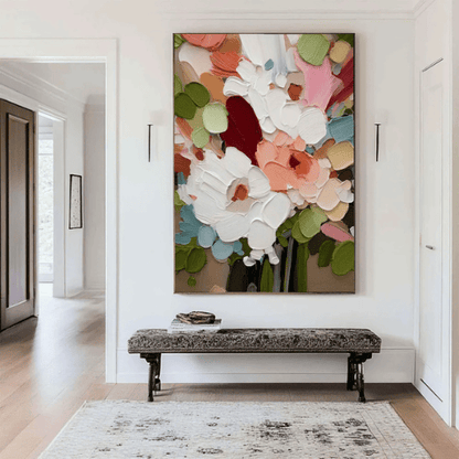 Bloom Reverie Textured Floral Canvas in Abstract Harmony