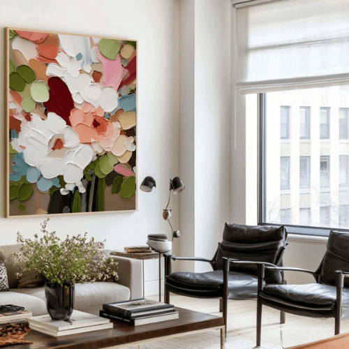 Bloom Reverie Textured Floral Canvas in Abstract Harmony