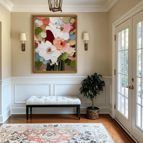 Bloom Reverie Textured Floral Canvas in Abstract Harmony