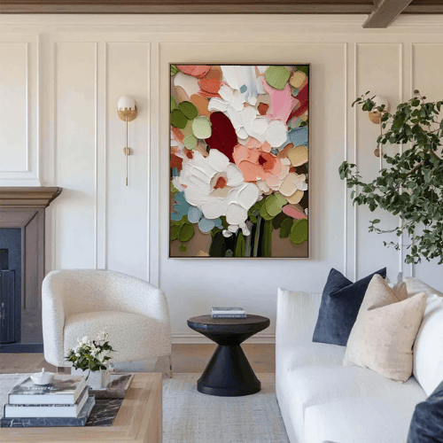 Bloom Reverie Textured Floral Canvas in Abstract Harmony