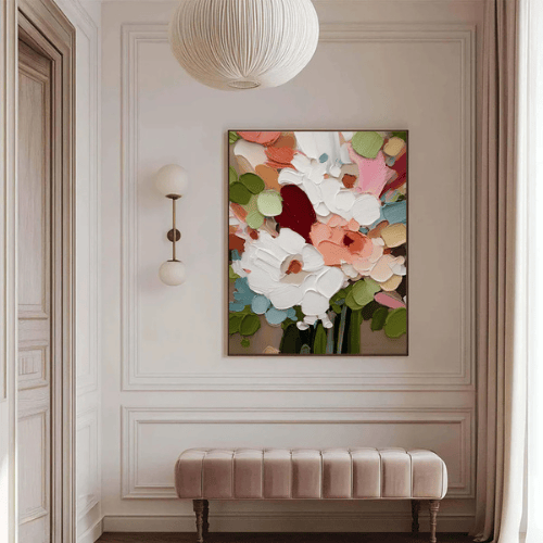 Bloom Reverie Textured Floral Canvas in Abstract Harmony