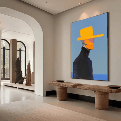 Silent Wanderer Abstract Canvas Capturing Poised Mystery Amid Calm Horizon