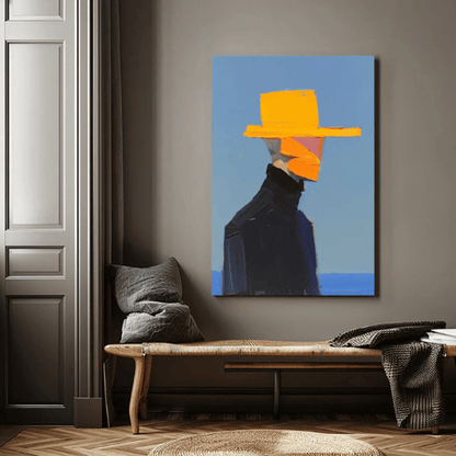 Silent Wanderer Abstract Canvas Capturing Poised Mystery Amid Calm Horizon
