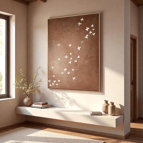 Whispered Flight Textured Canvas Celebrating Graceful Motion In Tranquil Space