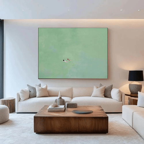 Floating Souls Minimalist Canvas Reflecting Serenity Within Boundless Calm