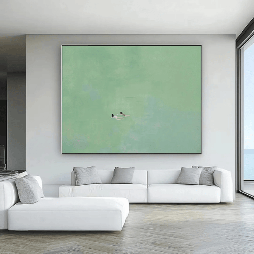 Floating Souls Minimalist Canvas Reflecting Serenity Within Boundless Calm