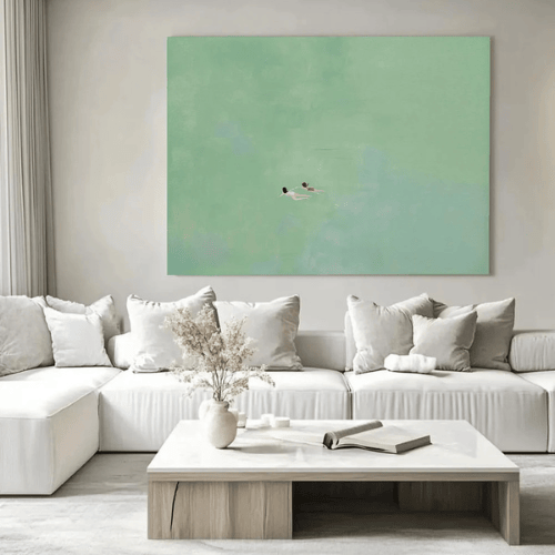 Floating Souls Minimalist Canvas Reflecting Serenity Within Boundless Calm