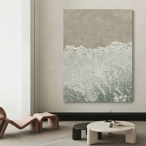 Whispering Shore Textured Canvas Invoking Tranquil Ocean Calm and Natural Harmony