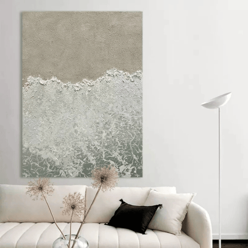 Whispering Shore Textured Canvas Invoking Tranquil Ocean Calm and Natural Harmony