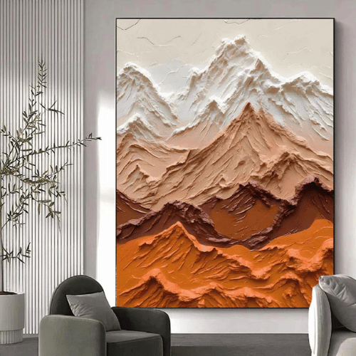 Terracotta Peaks Textured Canvas Elevating Natural Majesty and Warm Serenity