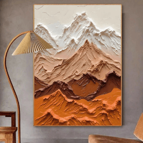 Terracotta Peaks Textured Canvas Elevating Natural Majesty and Warm Serenity