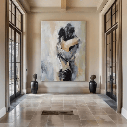 Embrace Reverie Abstract Canvas Radiating Intimacy, Warmth, and Poetic Stillness