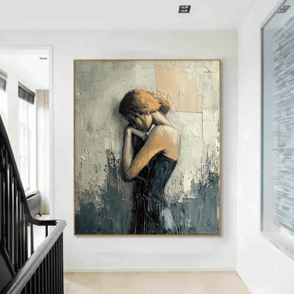 Solitude Muse Textured Canvas Evoking Quiet Strength and Poetic Emotion