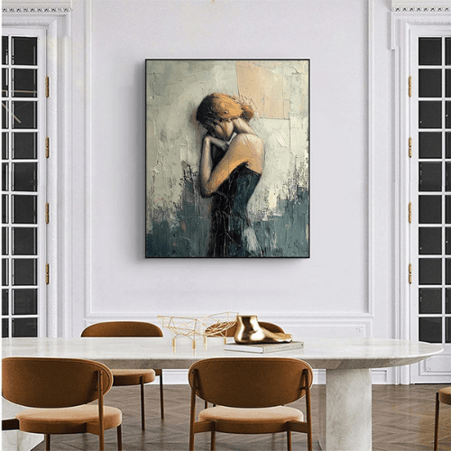 Solitude Muse Textured Canvas Evoking Quiet Strength and Poetic Emotion