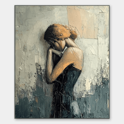 Solitude Muse Textured Canvas Evoking Quiet Strength and Poetic Emotion